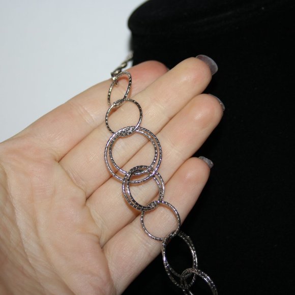 Beautiful silver ring link necklace adjustable 20" - Picture 2 of 4